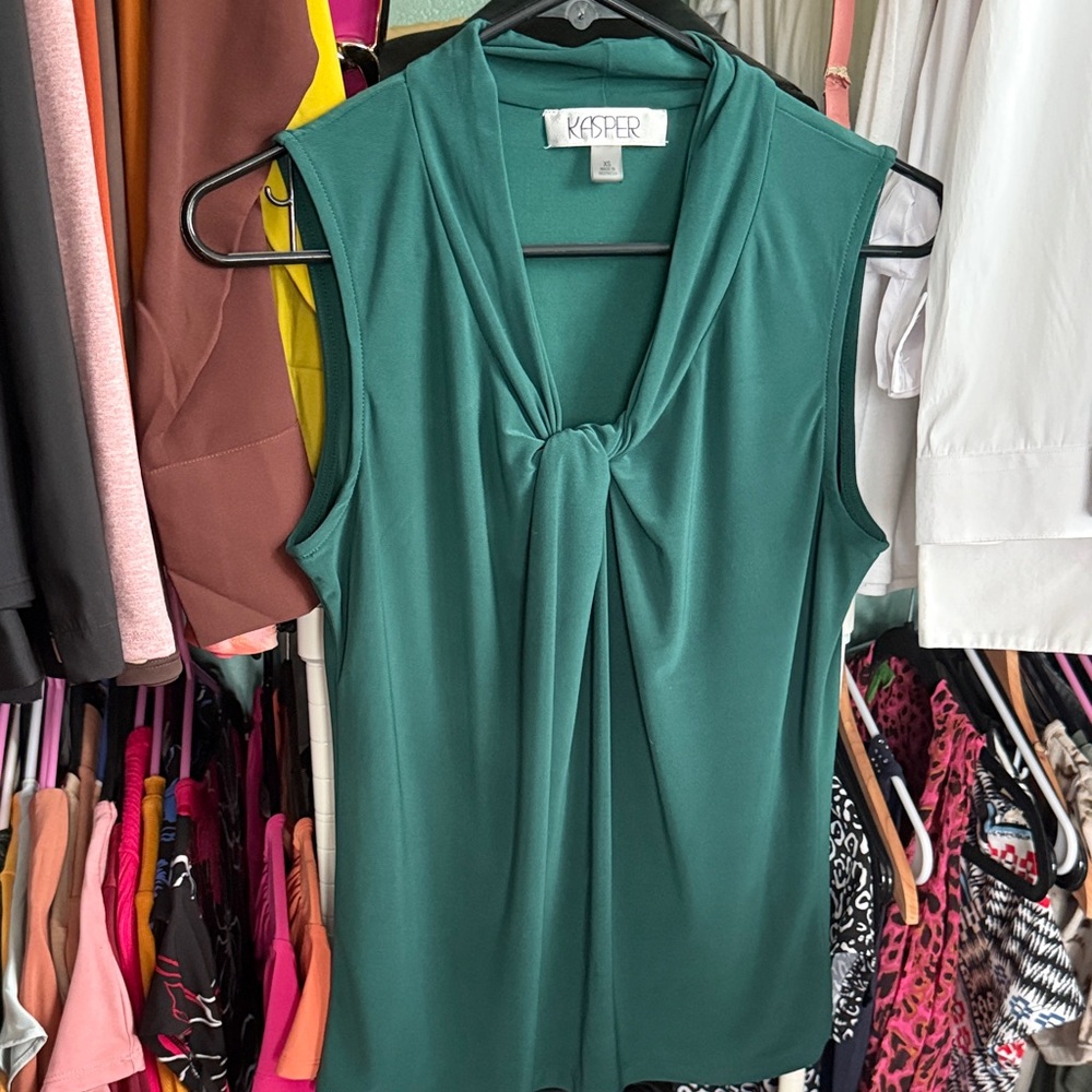 Kasper Teal Sleeveless Women's Blouse